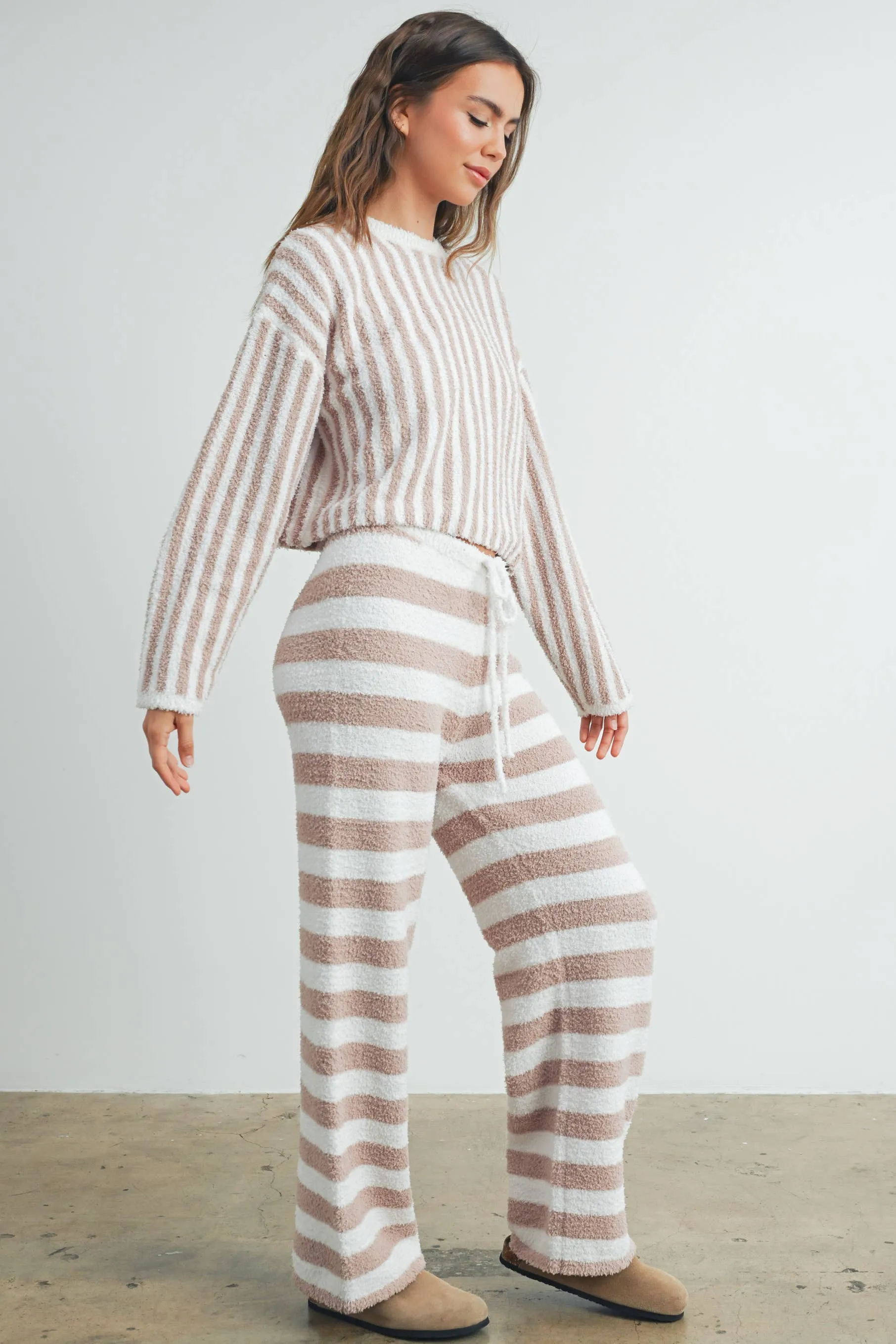 Cozy Striped Drawstring Pants