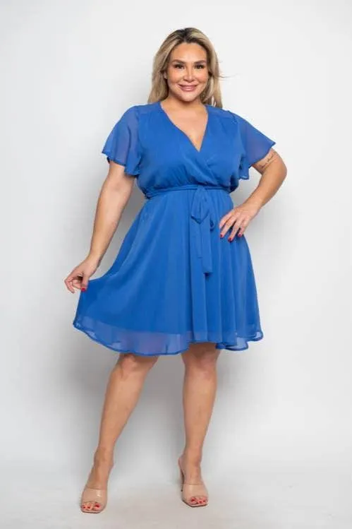 Curve Market Chiffon Surplice Tie Waist Flare Dress (30% off dress sale!)