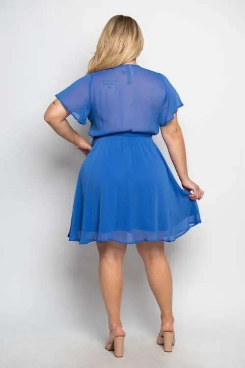 Curve Market Chiffon Surplice Tie Waist Flare Dress (30% off dress sale!)