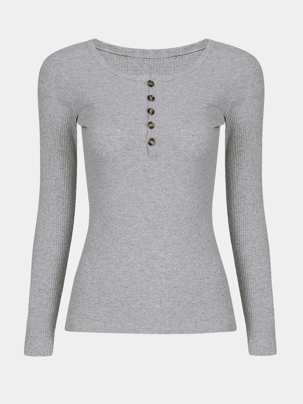 Custom Long Sleeves Button Course Round Neck T-shirt