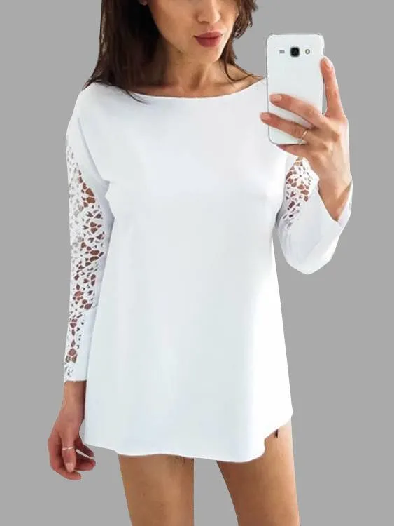 Custom Round Neck Lace Long Sleeve T-Shirt