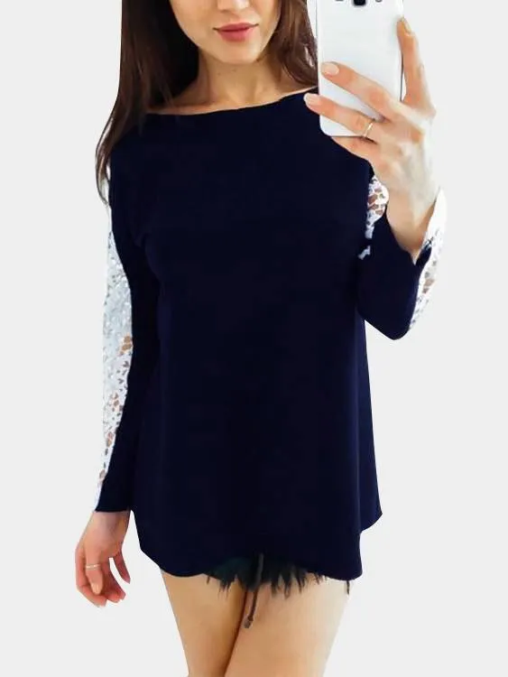 Custom Round Neck Lace Long Sleeve T-Shirt