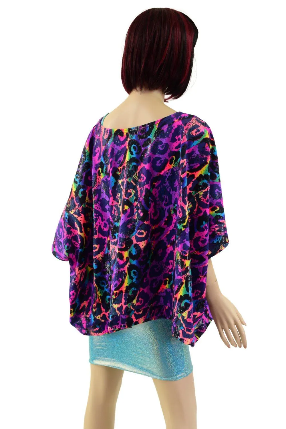 Drapey Pullover Poncho in Rainbow Leopard