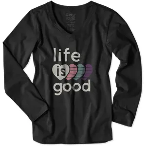 Easy L/S Vee LIG 4 Hearts T-Shirt by Life is good