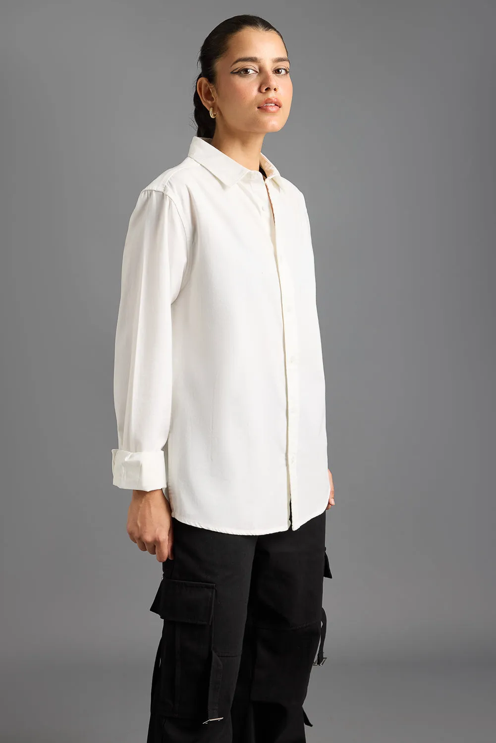 Easy Twill White Women's Regular Fit Shirt