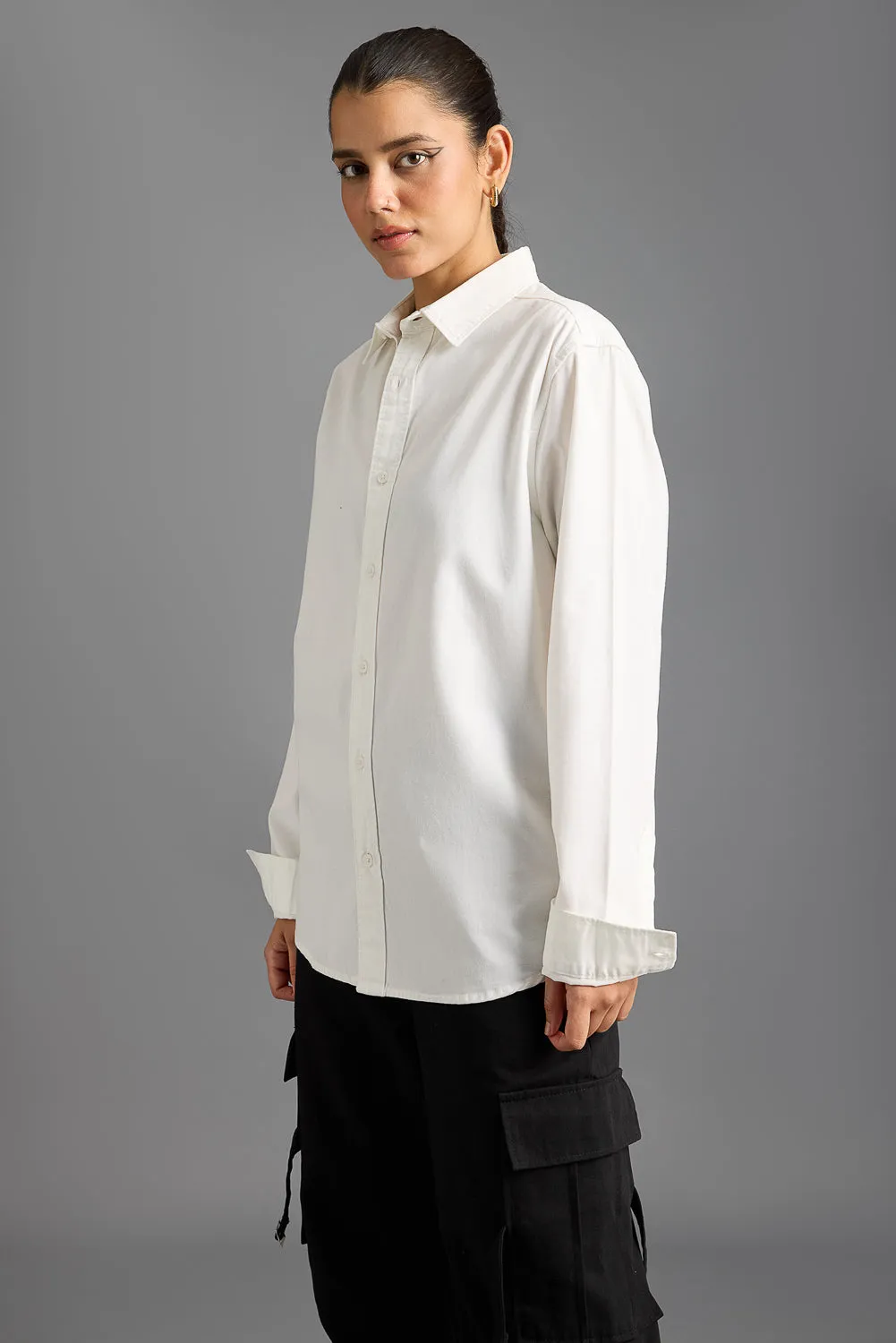 Easy Twill White Women's Regular Fit Shirt