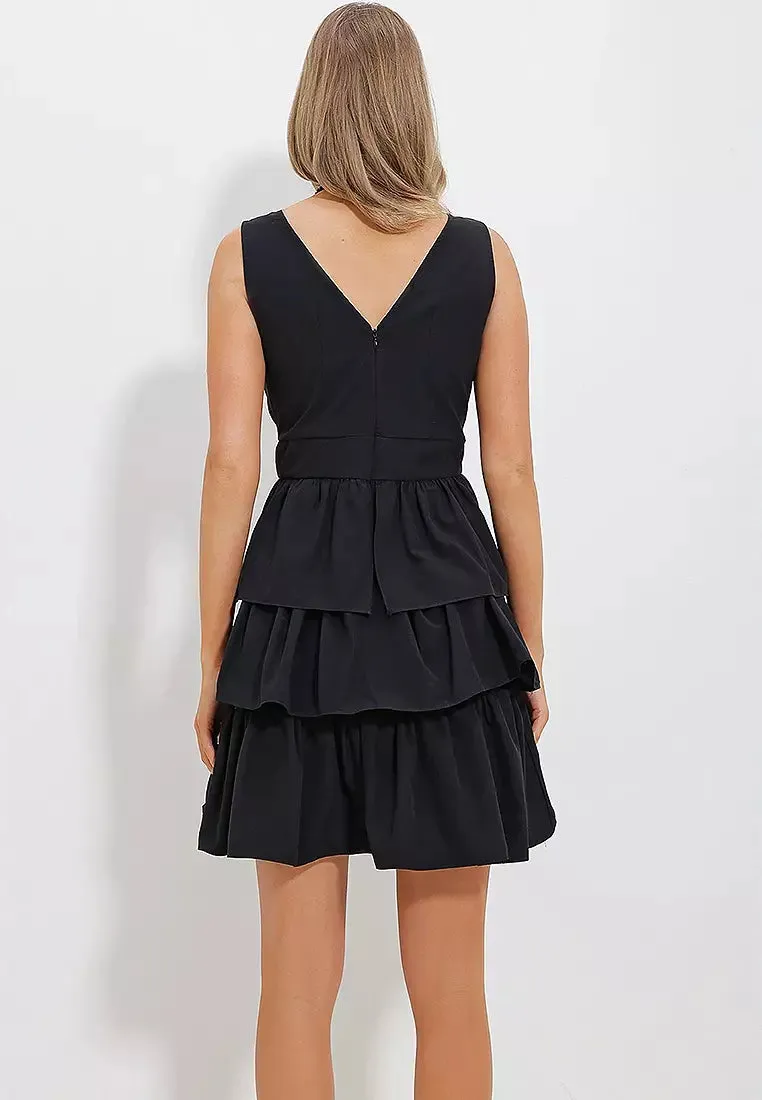 Elegant Ruffle Wrap Mini Dress