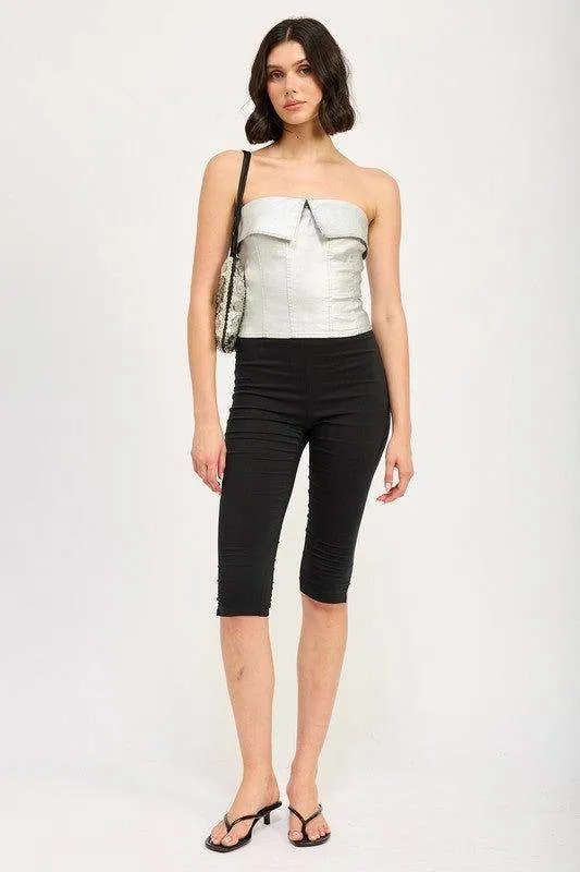 Emory Park Fold Over Corset Top In Silver