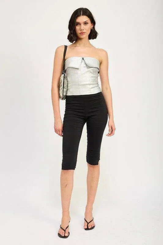 Emory Park Fold Over Corset Top In Silver