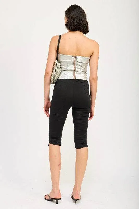 Emory Park Fold Over Corset Top In Silver