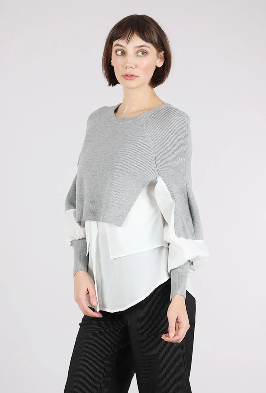 Faux Layer Sweater, Gray