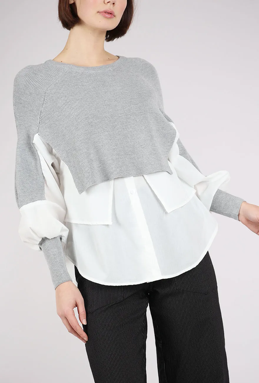 Faux Layer Sweater, Gray