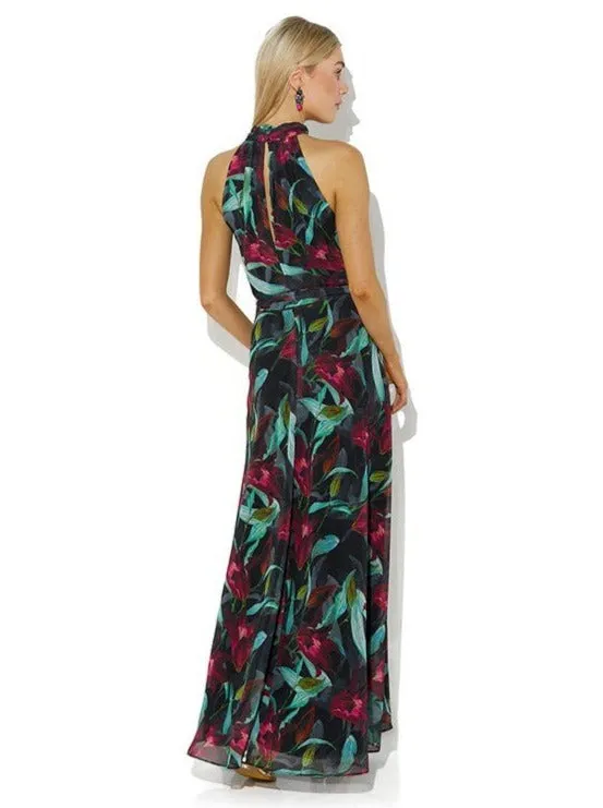 Fifi Tropical Print Halter Gown