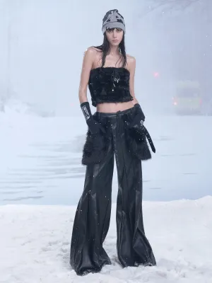 Floor-Length Casual Leather Pants