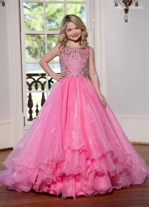 Girl's Sleeveless Ruffled Gown by Rachel Allan 10232