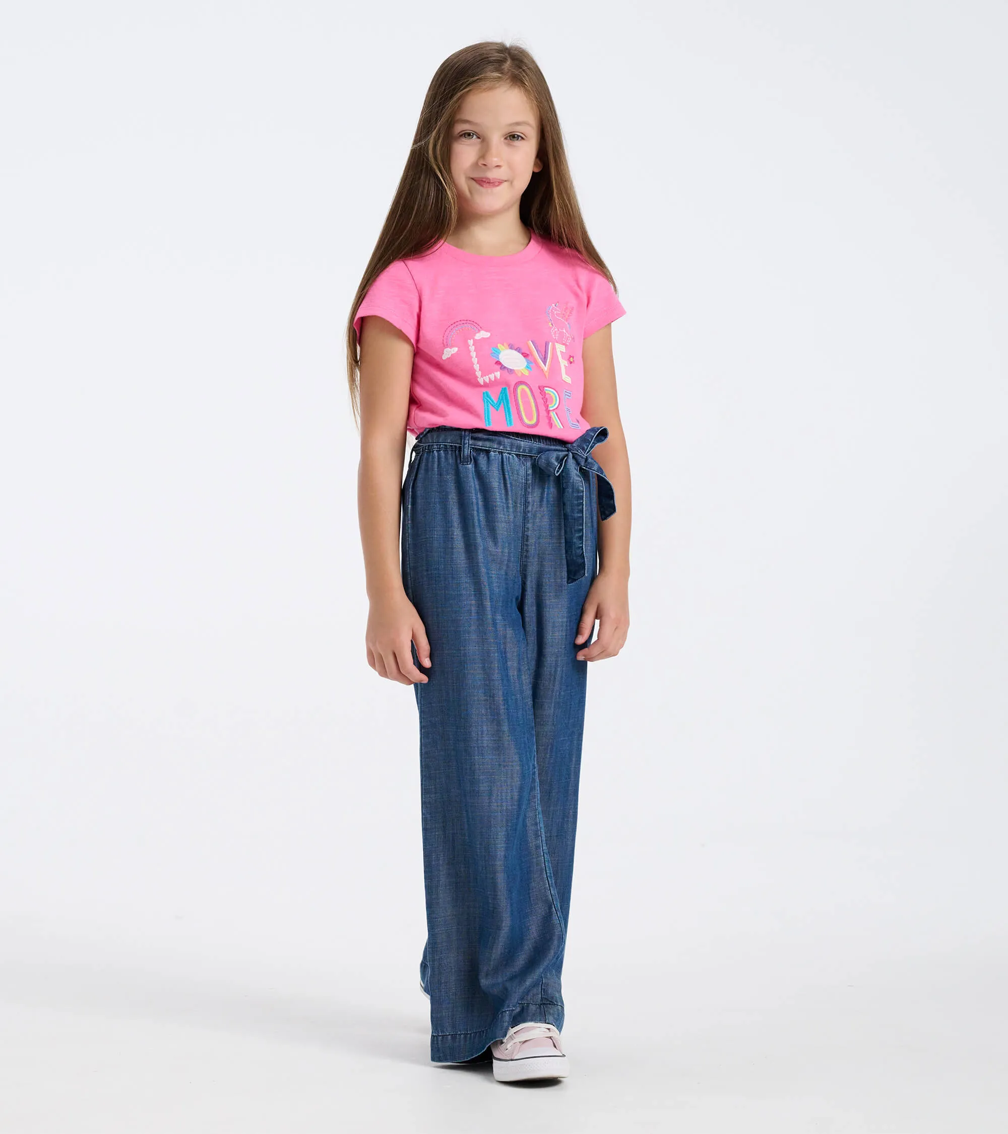 Girls Tencel Textured Paperbag Pants