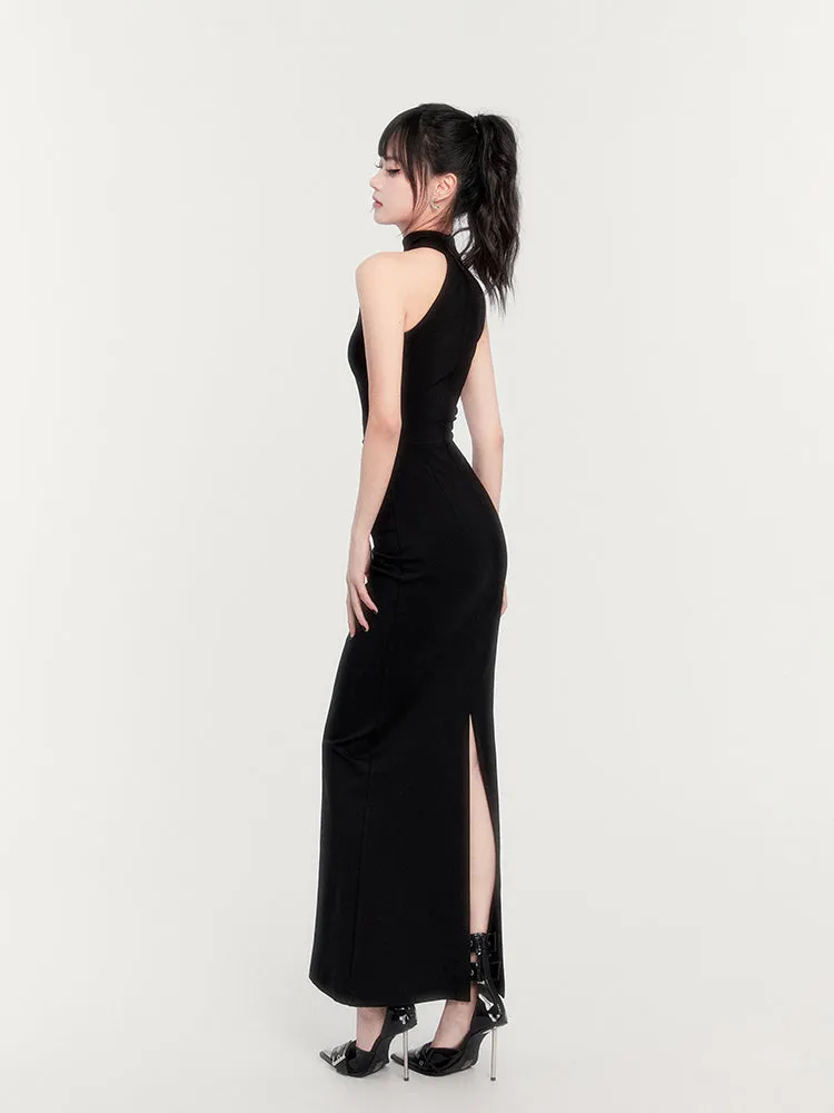 Gothic Cross Halter Maxi Dress