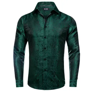 Hi-Tie Paisley Shirt Dark Green Mens Button Down Shirt