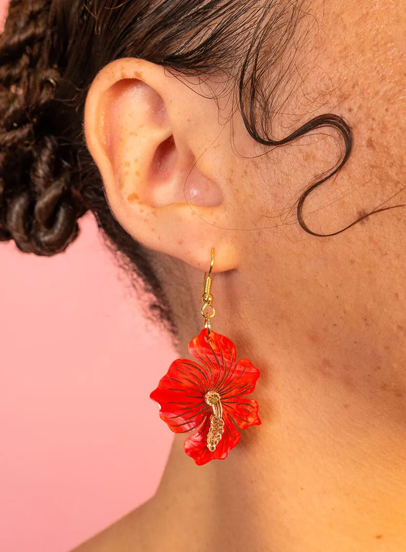 Hibiscus Flower Earrings