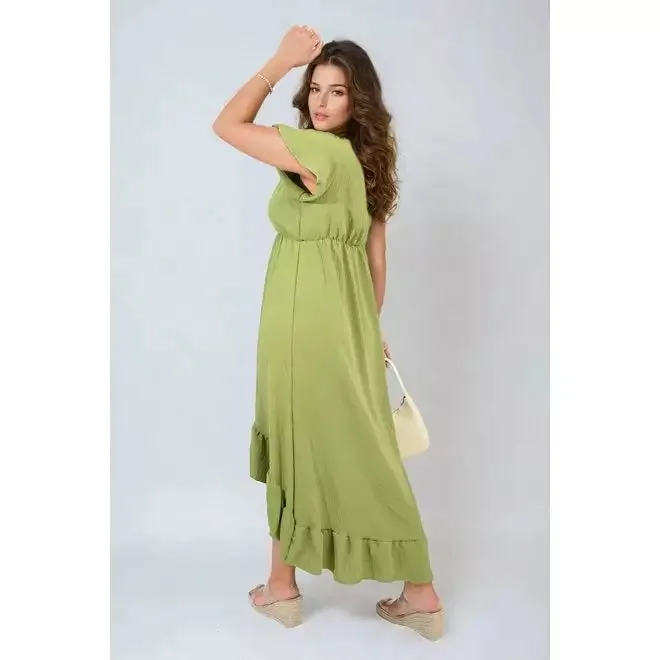 High Low Ruffle Hem Maxi Dress