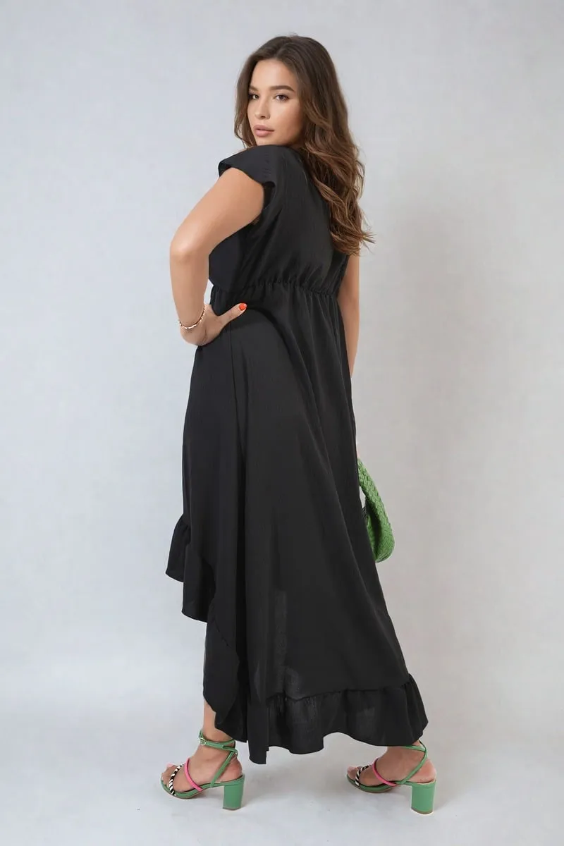 High Low Ruffle Hem Maxi Dress