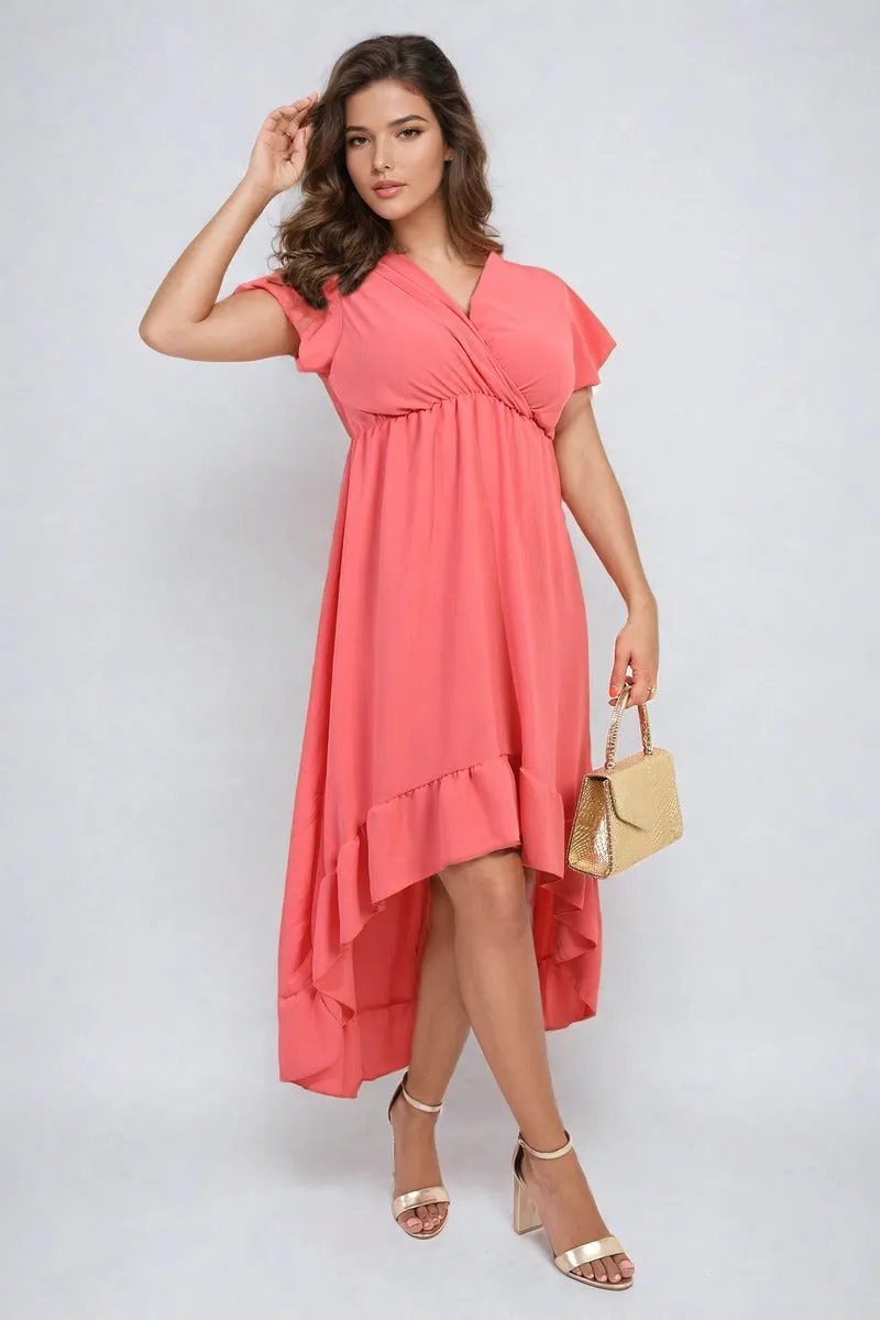 High Low Ruffle Hem Maxi Dress