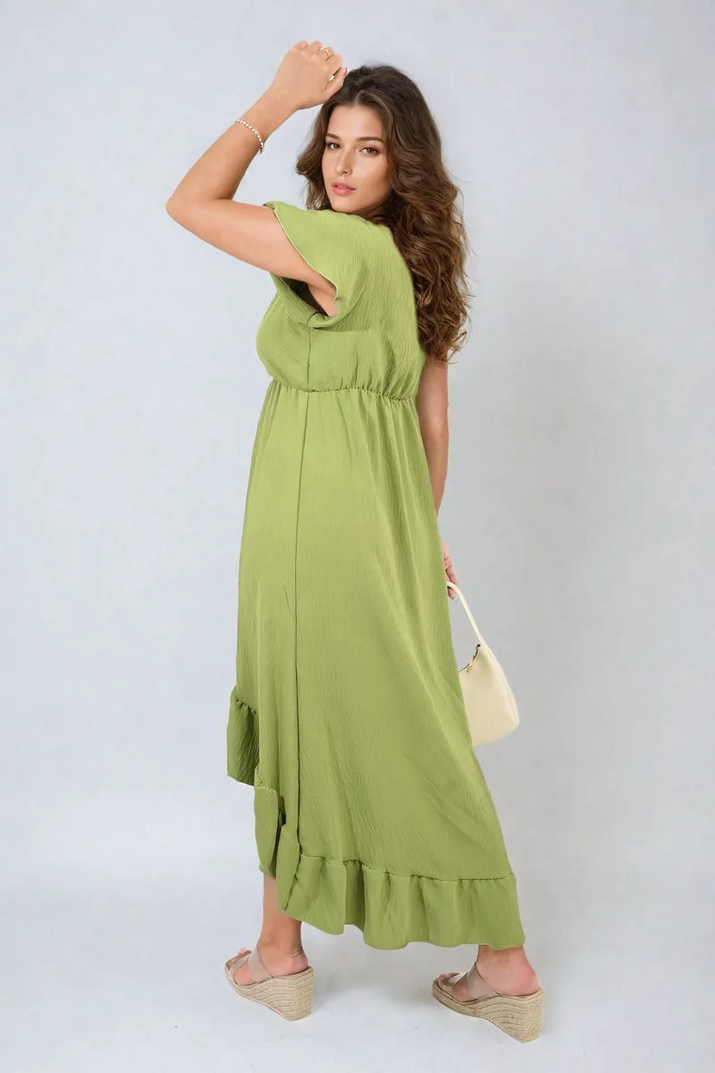 High Low Ruffle Hem Maxi Dress