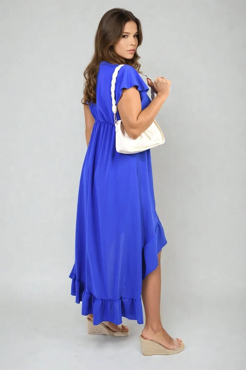 High Low Ruffle Hem Maxi Dress