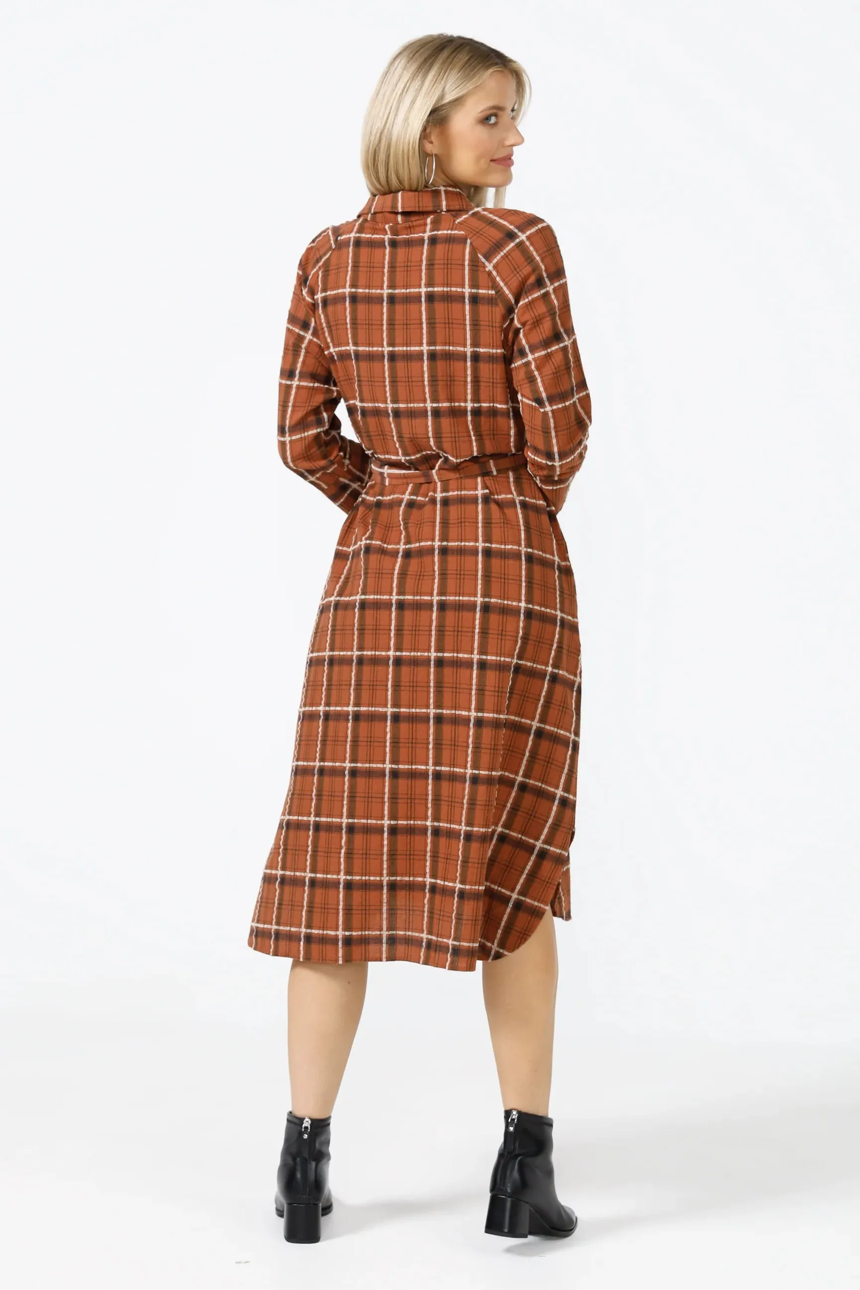 Ines Shirtdress in Brown Check