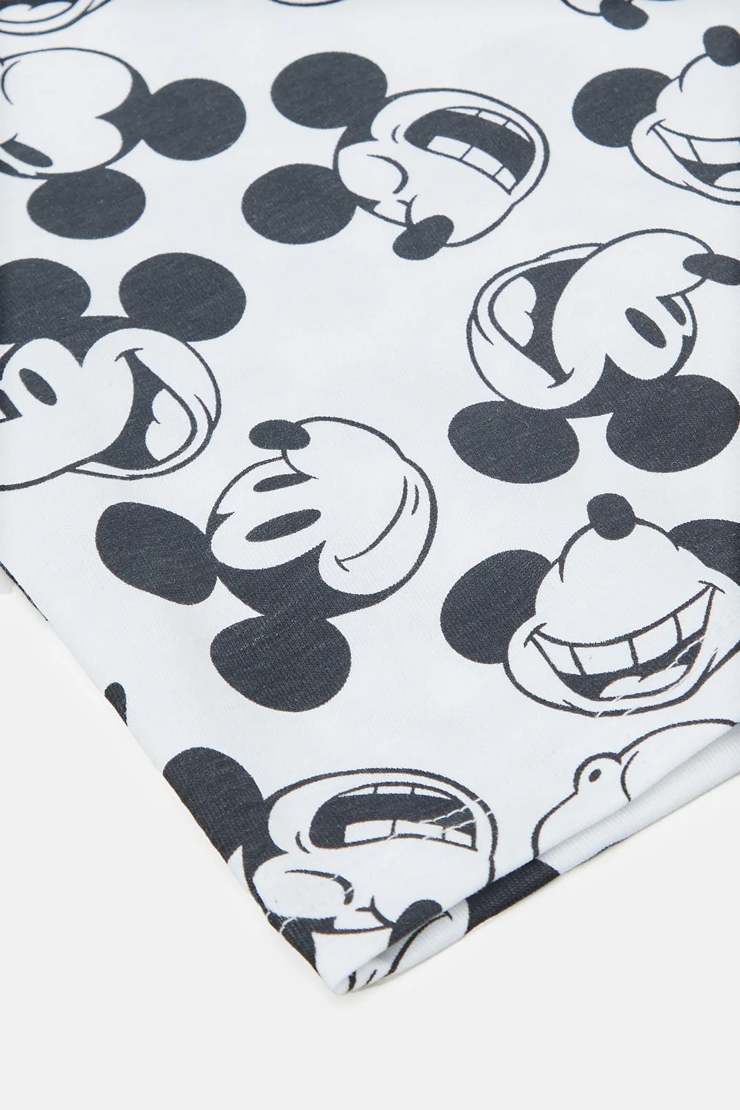 Infant Boys White Mickey Mouse Printed T-Shirt Set (Pack Of 2)