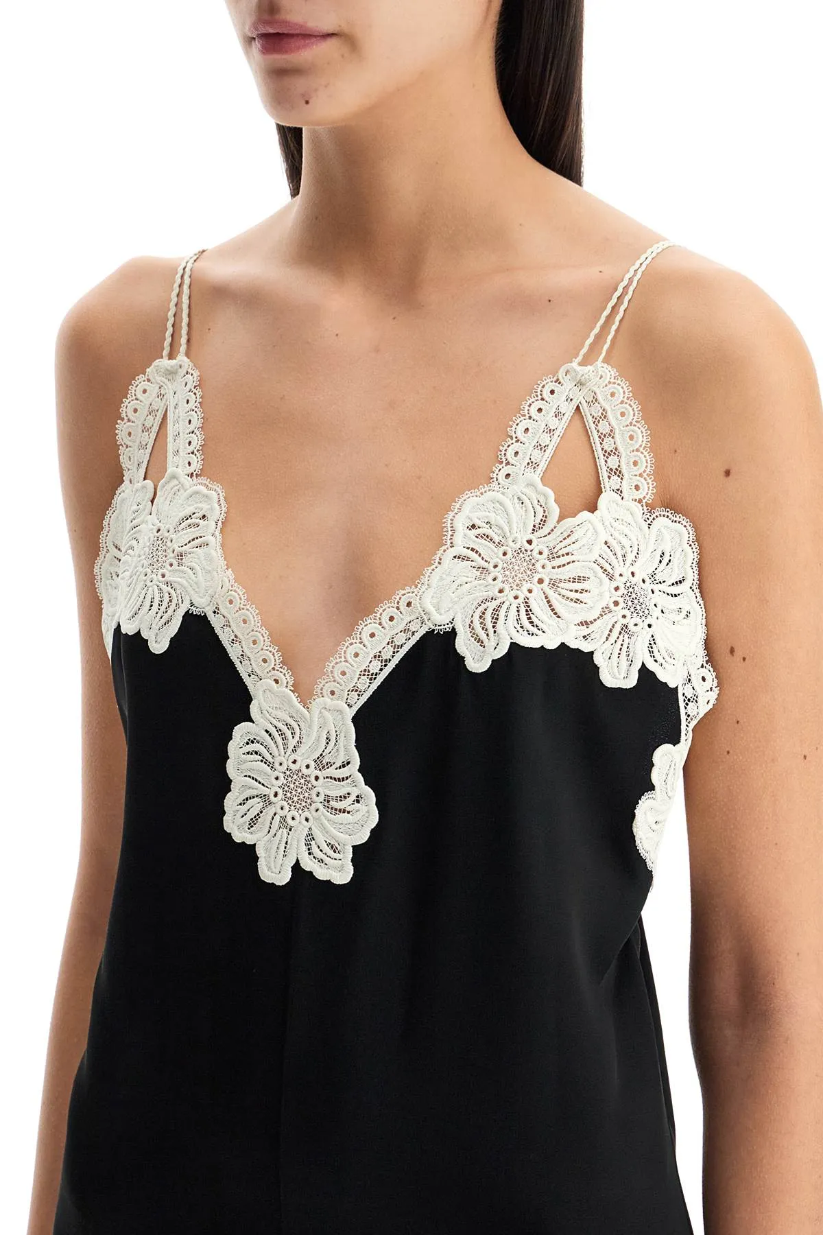 LACE-TRIMMED SLIP DRESS WITH