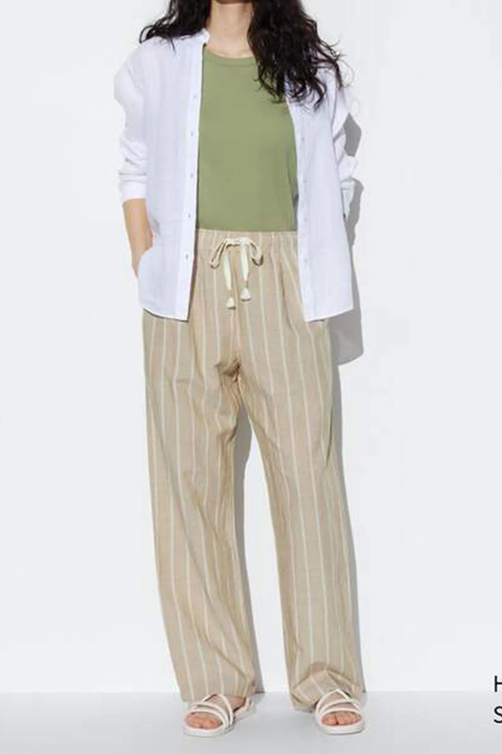 Linen Blend Striped Easy Trousers