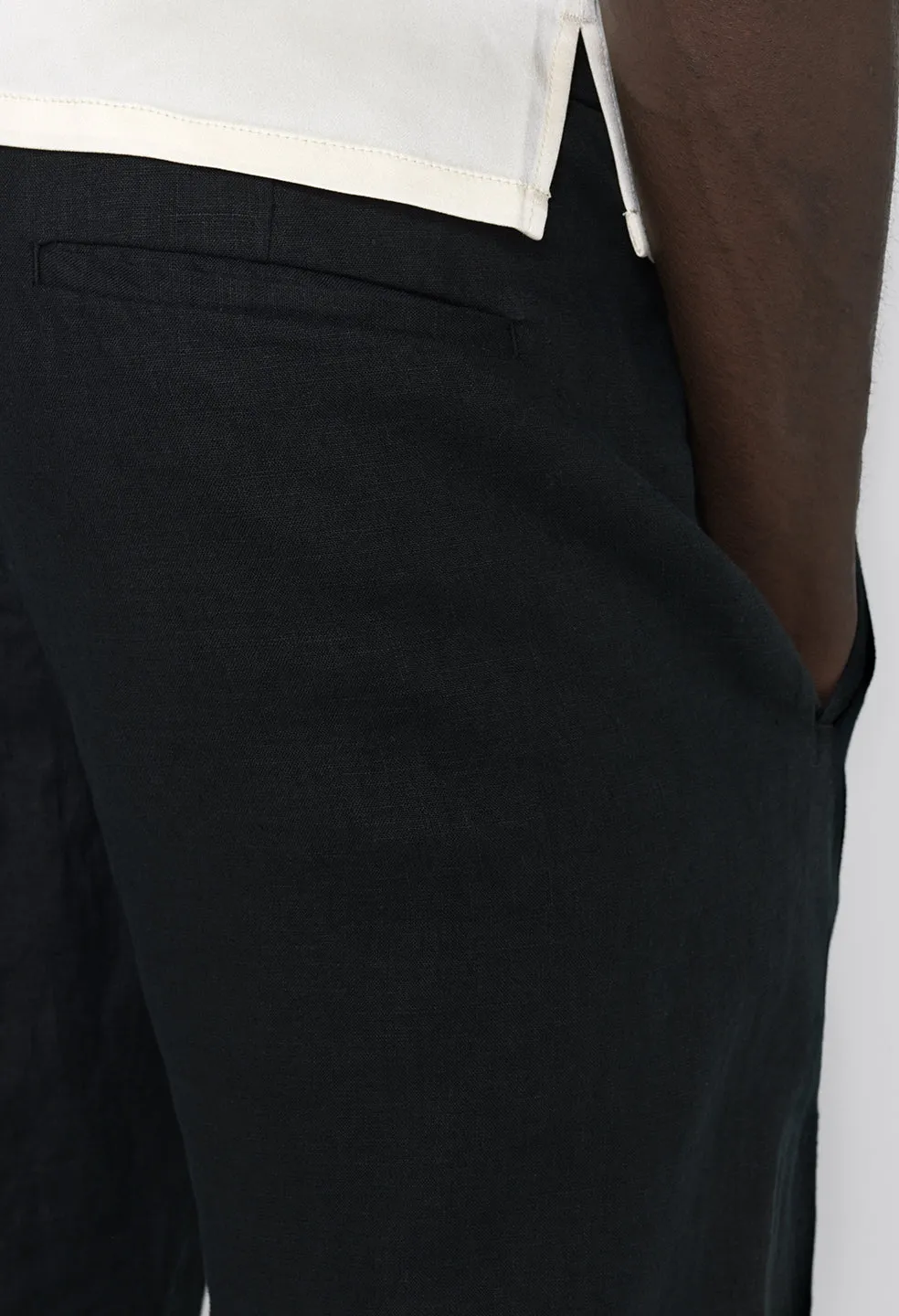 Linen Easy Trouser / Black