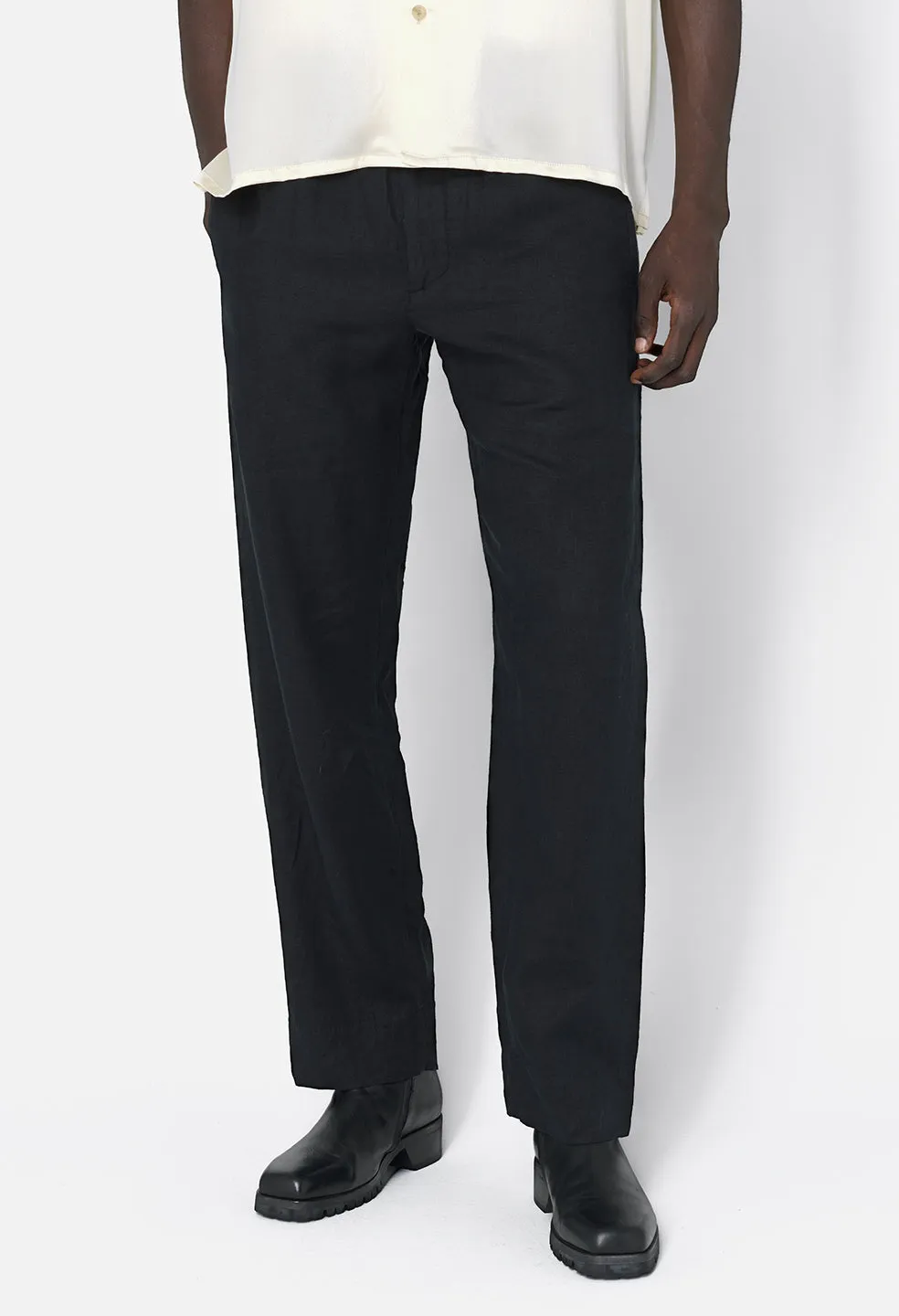 Linen Easy Trouser / Black