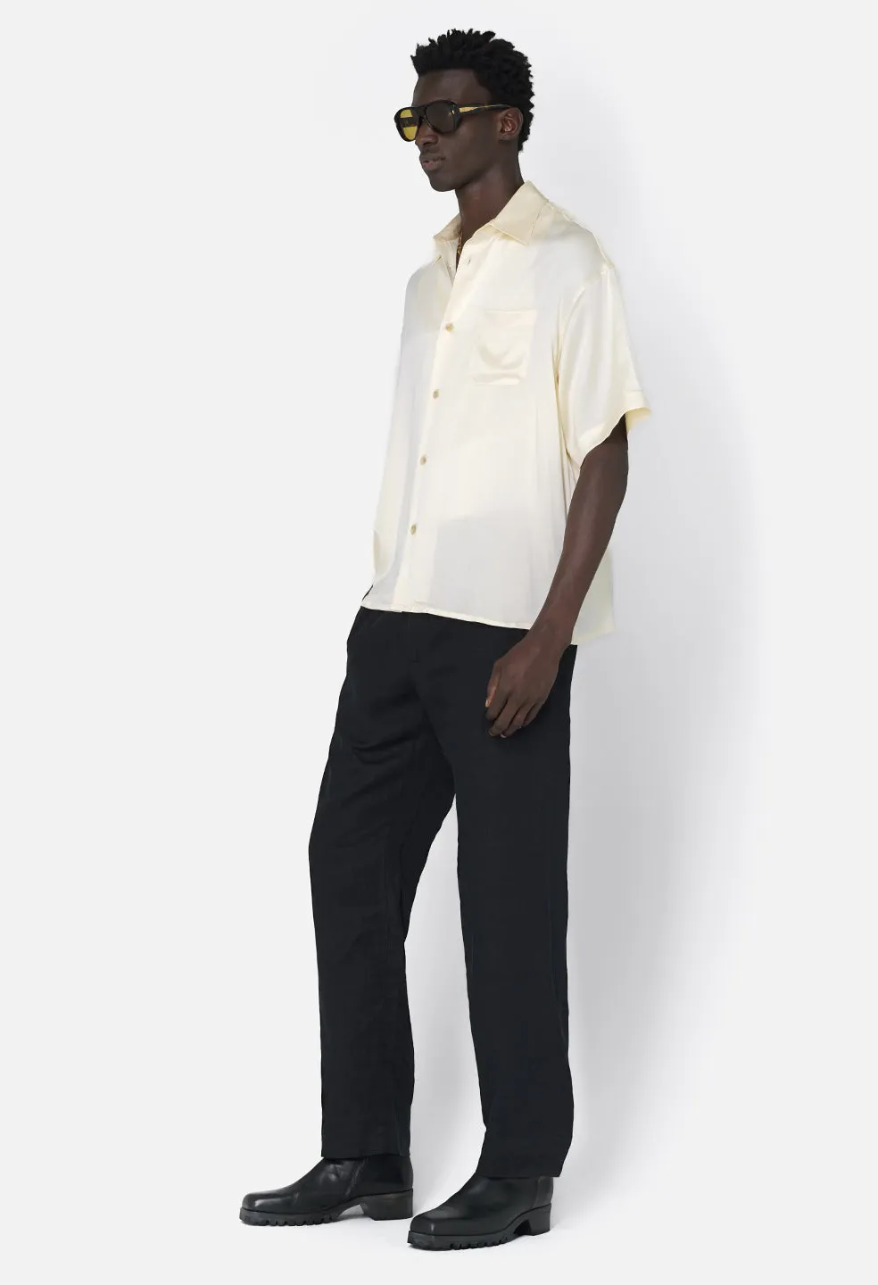 Linen Easy Trouser / Black