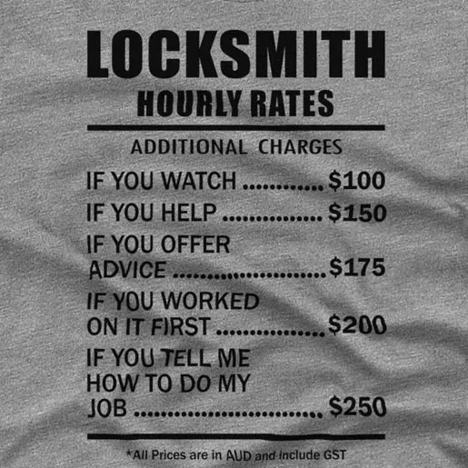 Locksmith Hourly Rates - T-shirt