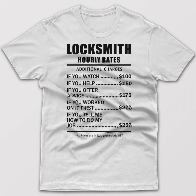 Locksmith Hourly Rates - T-shirt