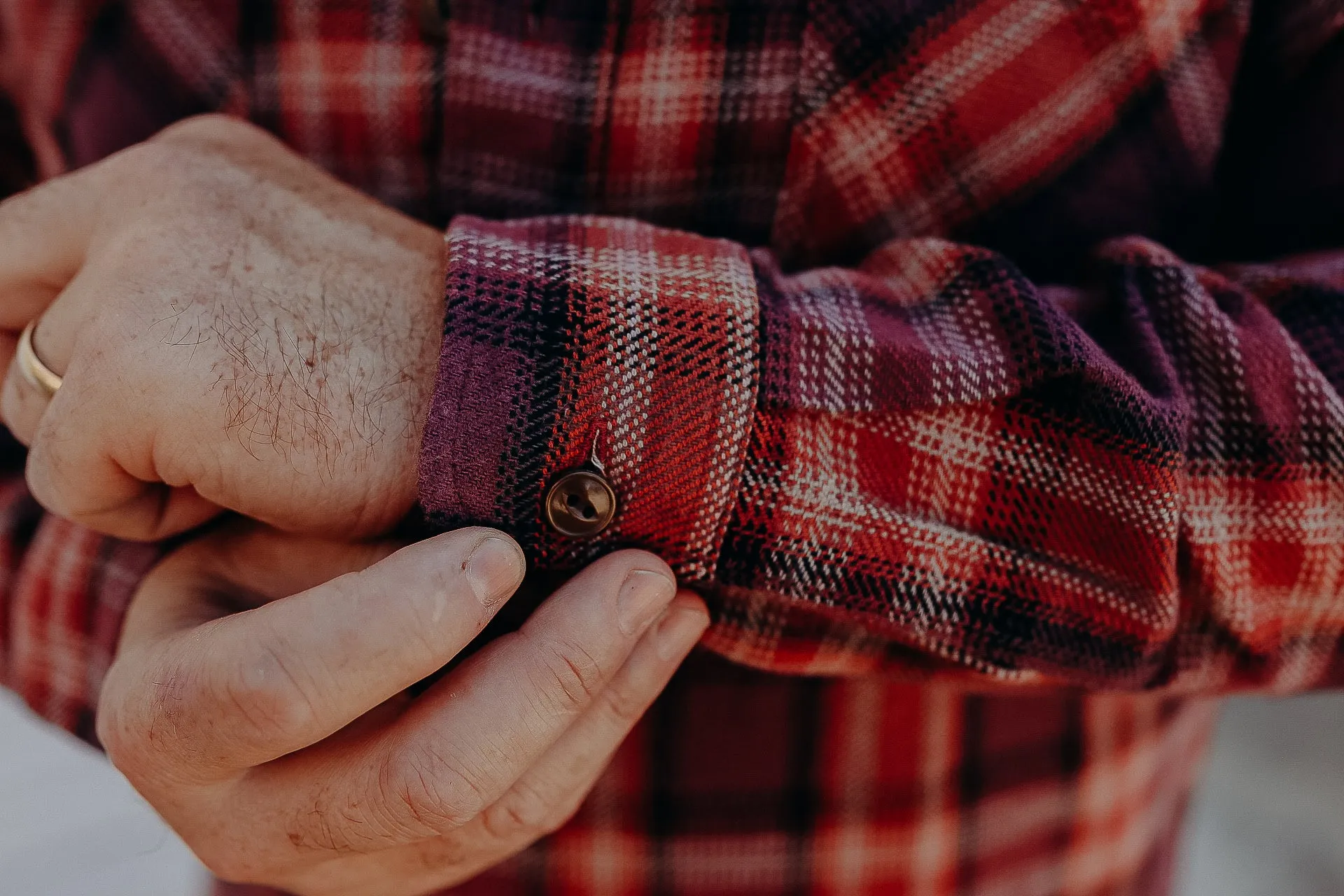 Long Sleeve Work Shirt- Red Twill Check (SC29359)