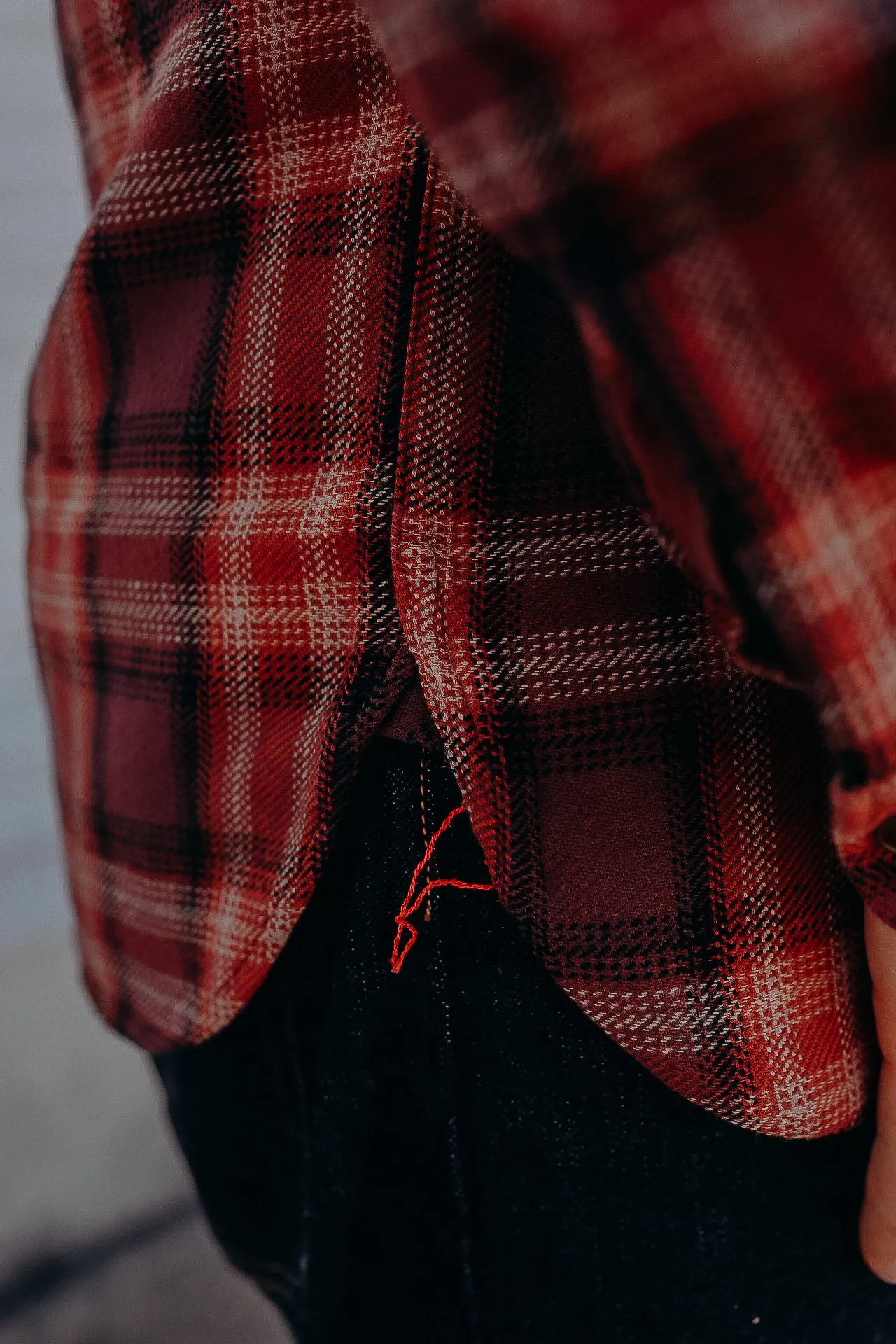 Long Sleeve Work Shirt- Red Twill Check (SC29359)