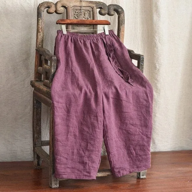 Loose Cotton and Linen Harem Pants