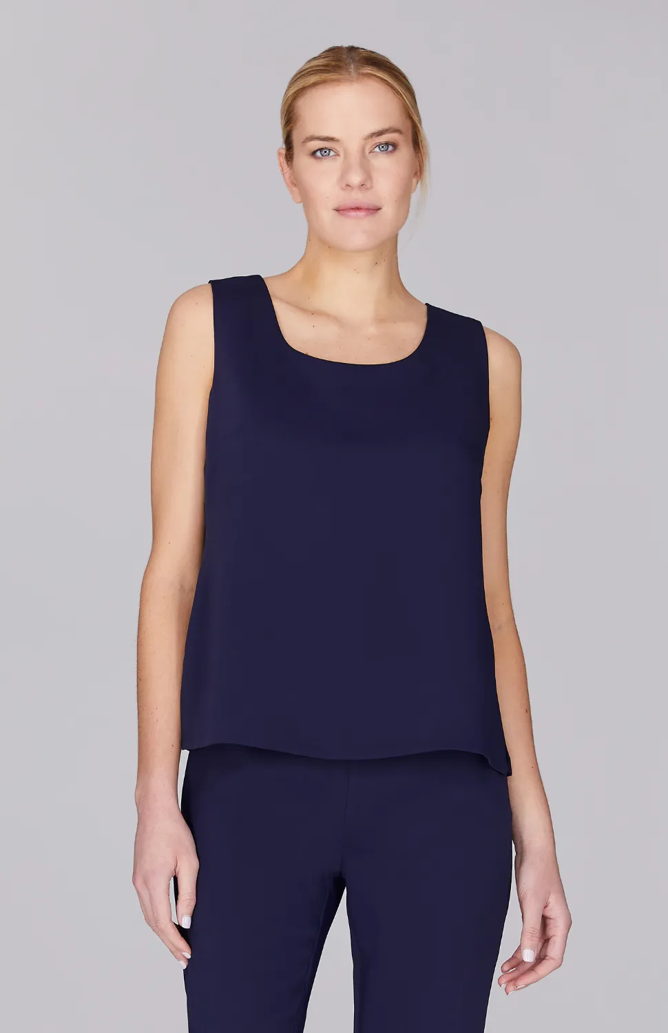 Lustrous Crepe Scoop Neck Tank