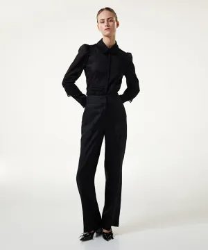 Machka Straight Fit Linen Trousers Black