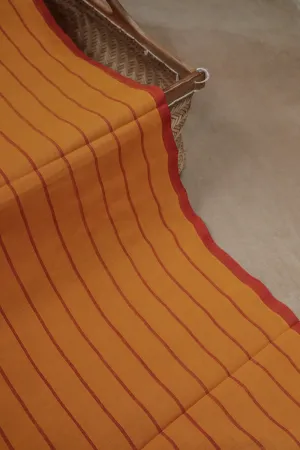 Maroon Stripe on Yellow Mangalagiri Cotton Fabric