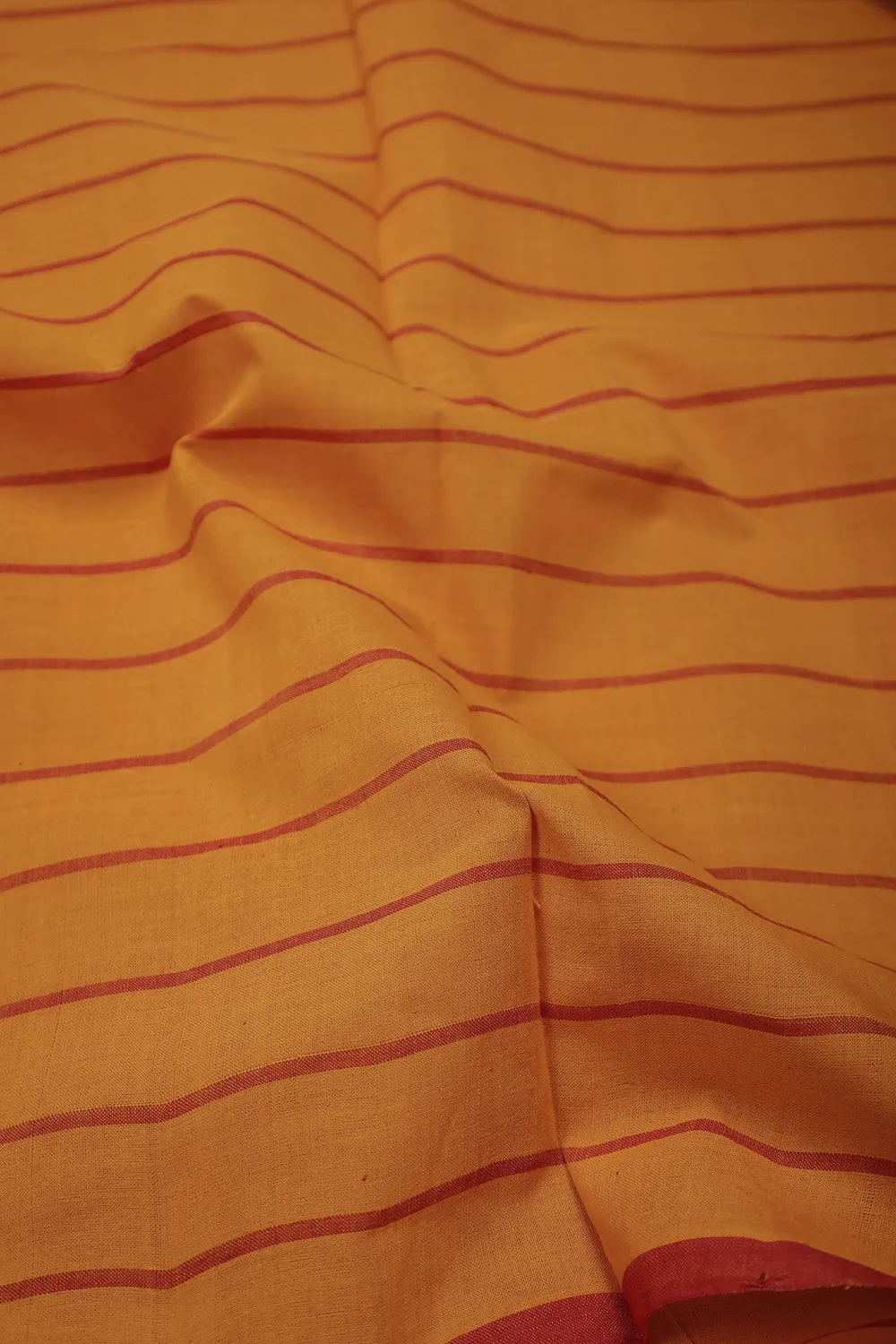 Maroon Stripe on Yellow Mangalagiri Cotton Fabric