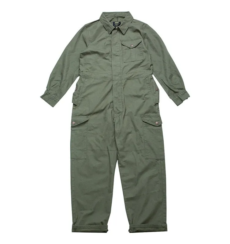 Men Clothing American Style Multi Pocket Overalls Men's May Khaki Fashion Brand Jumpsuit Loose Worker's Work Suit