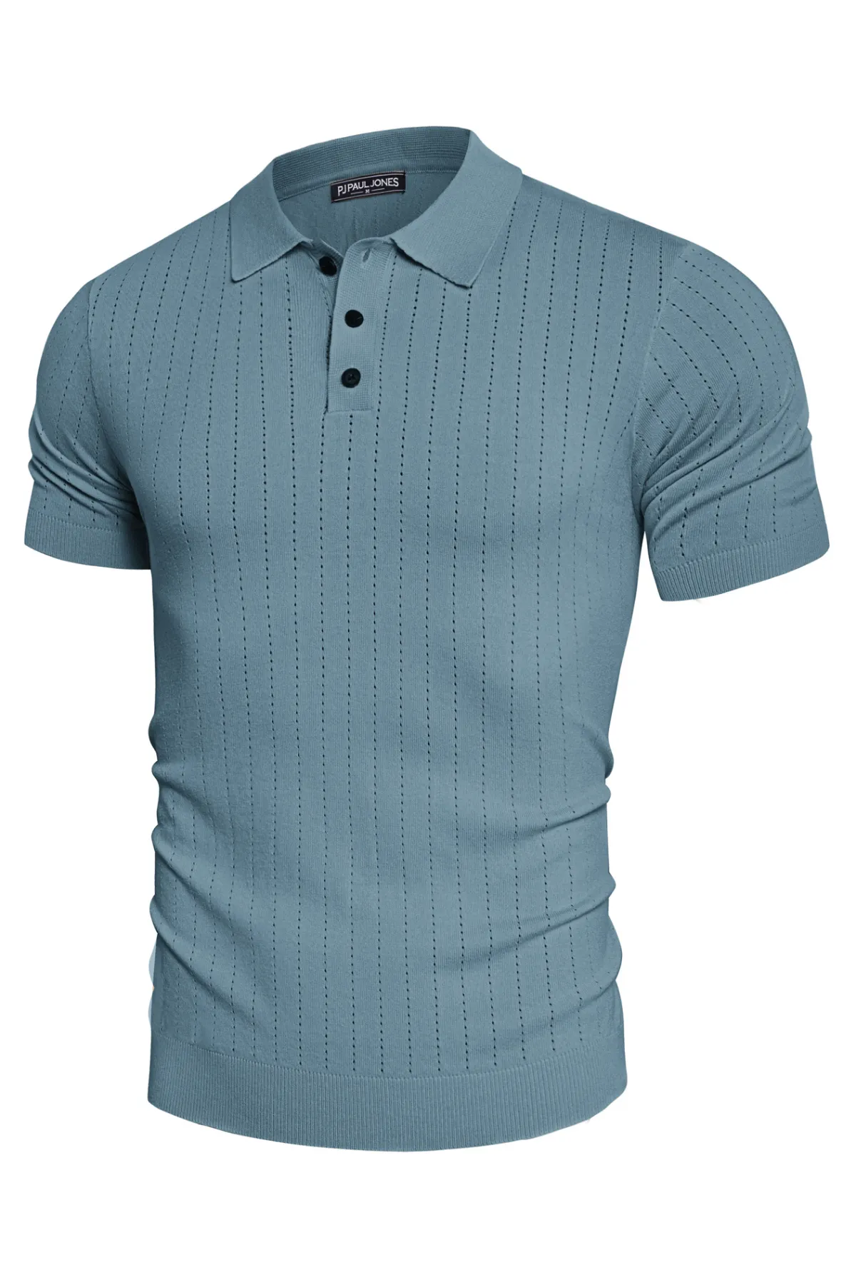 Men's Knit Polo Shirts Casual Short Sleeve Solid Button Down Pullover Polo T Shirts