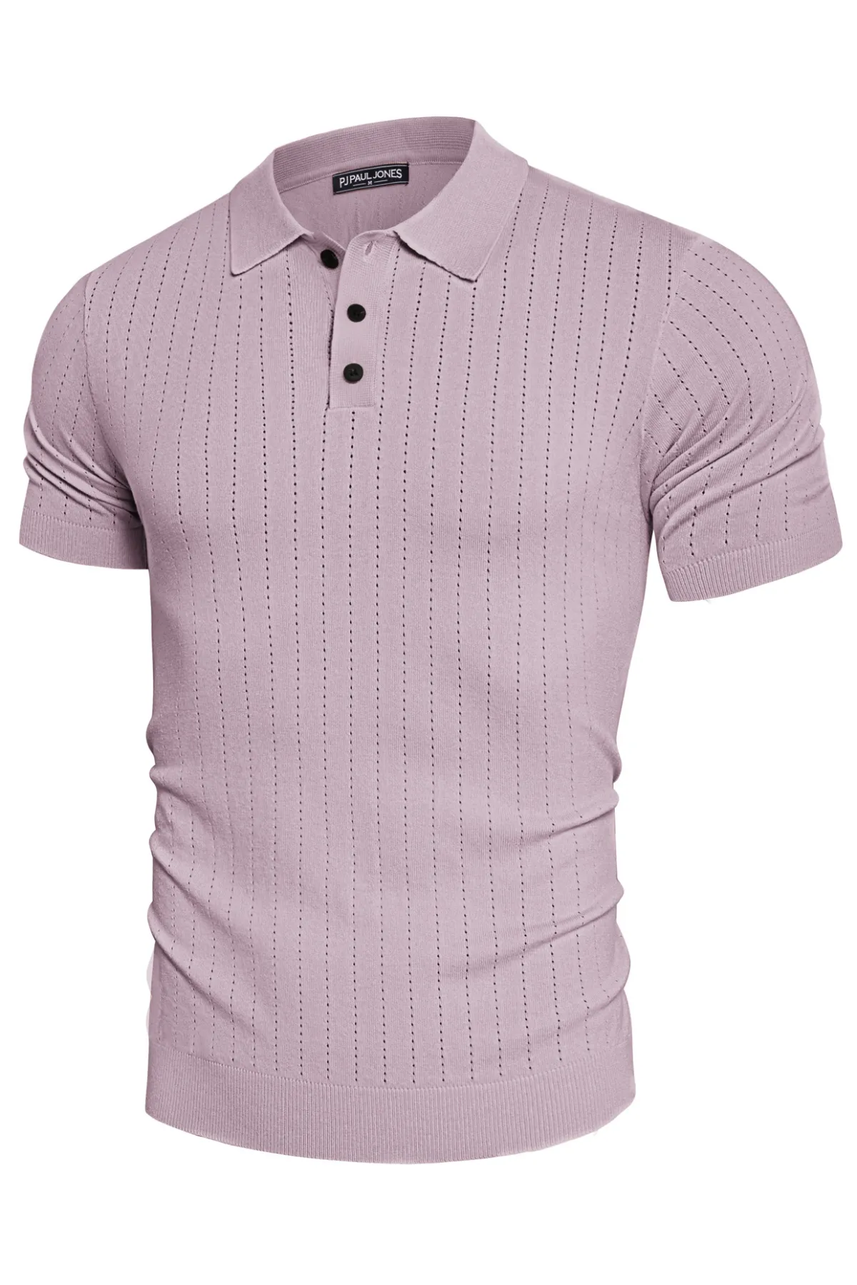 Men's Knit Polo Shirts Casual Short Sleeve Solid Button Down Pullover Polo T Shirts