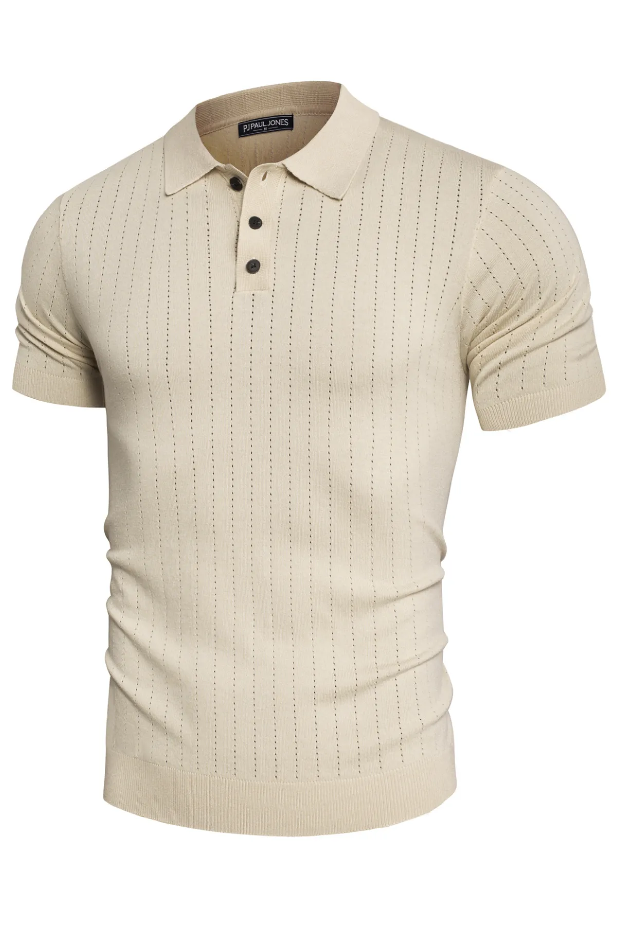 Men's Knit Polo Shirts Casual Short Sleeve Solid Button Down Pullover Polo T Shirts