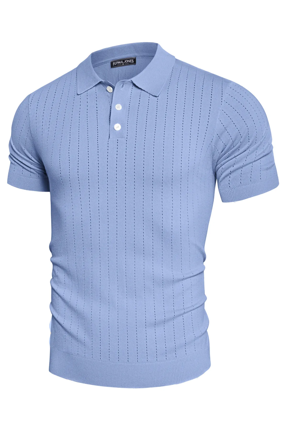 Men's Knit Polo Shirts Casual Short Sleeve Solid Button Down Pullover Polo T Shirts