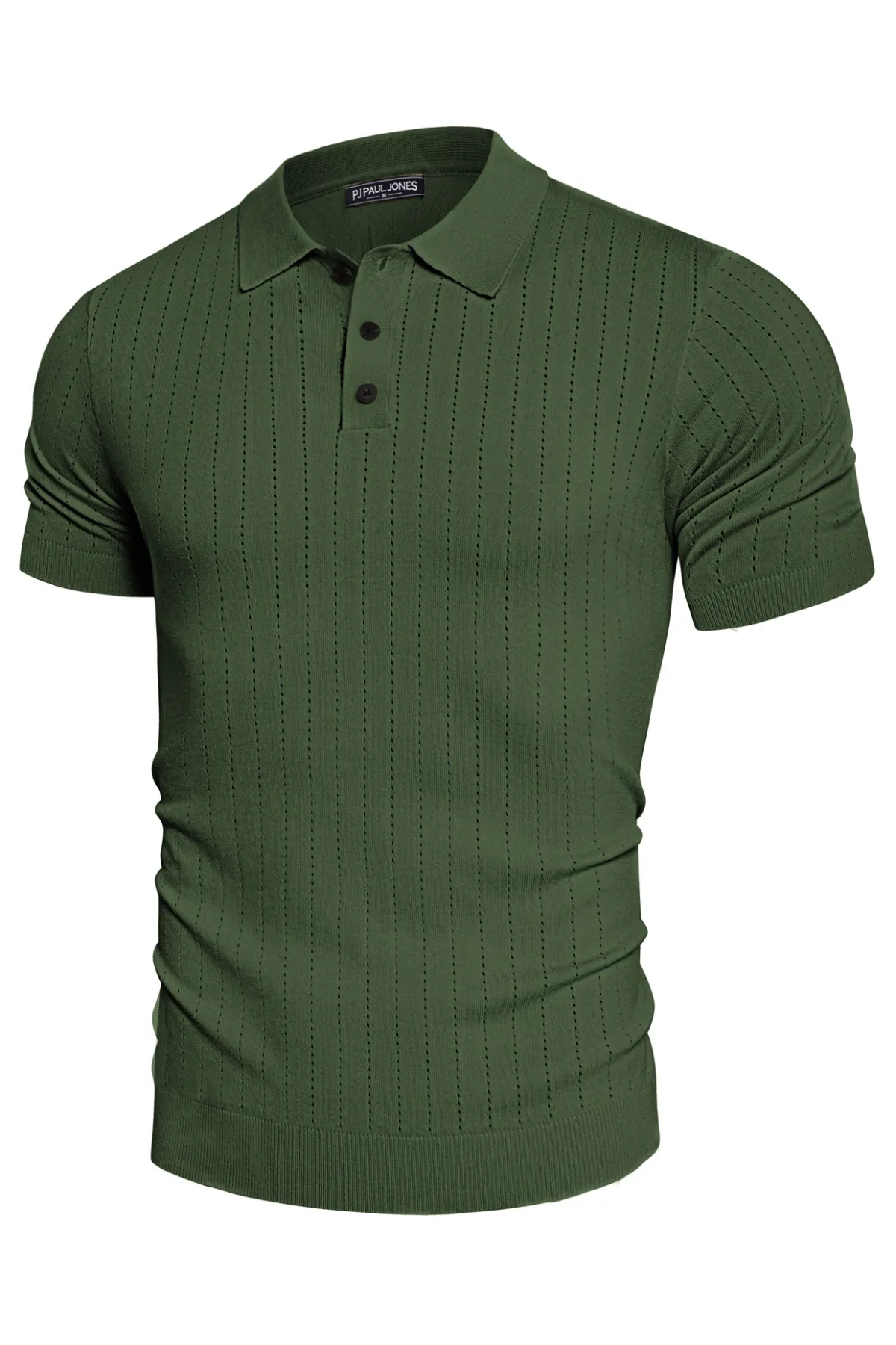 Men's Knit Polo Shirts Casual Short Sleeve Solid Button Down Pullover Polo T Shirts